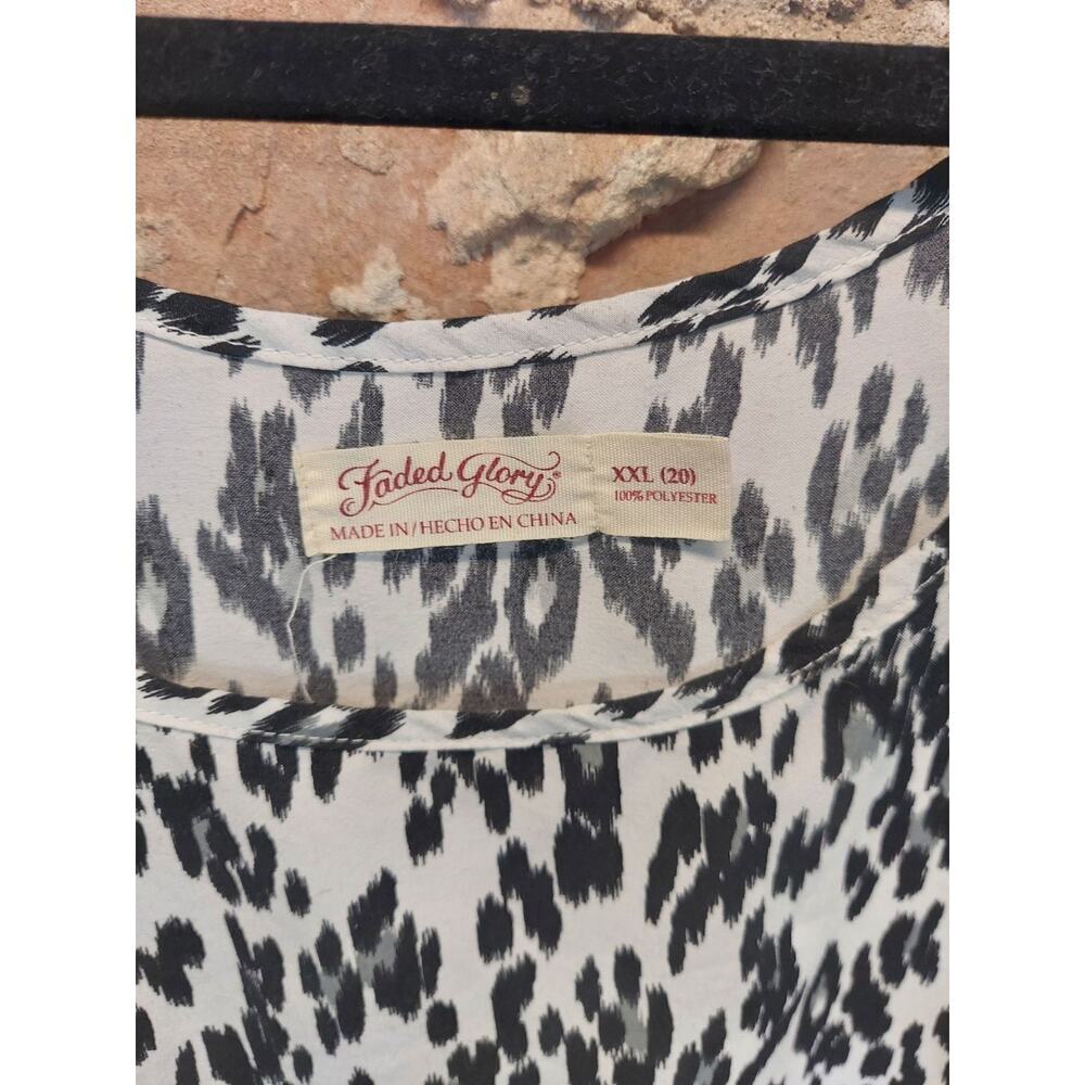 Faded Glory Womens Tank Top XXL 20 Black White Leopard Print Sleeveless Blouse - Picture 2 of 3